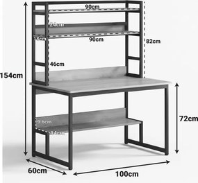 Γραφείο Damp pakoworld με ραφιέρα-MDF φυσικό-μαύρο 100x60x154εκ