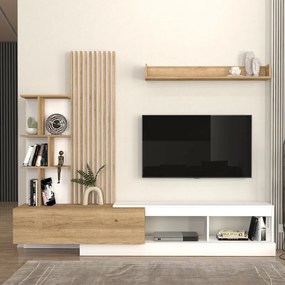 Megapap Σύνθεση Τηλεόρασης Vermont Λευκό - Sepet Oak 240x40x192εκ.
