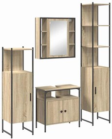 vidaXL Σετ Επίπλων Μπάνιου 4 pcs Sonoma Δρυς 33 x 33 x 185.5 εκ