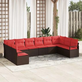 vidaXL Σετ Καναπέ με μαξιλάρι 10 pcs Καφέ συνθετικό ρατάν