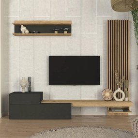 Megapap Σύνθεση Τηλεόρασης Dumont Ανθρακί - Sepet Oak 240x36,8x200εκ.