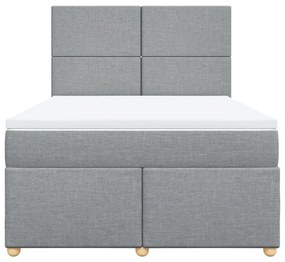 vidaXL Κρεβάτι Boxspring με Στρώμα Ανοιχτό Γκρι 140x190 εκ. Υφασμάτινο