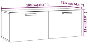 Ντουλάπι Γυαλιστερό λευκό100x36,5x35 εκ. από Επεξεργασμένο Ξύλο - Λευκό