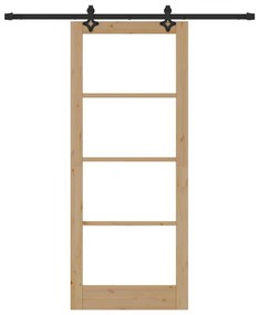 vidaXL Συρόμενη Πόρτα Χειροκίνητος Καφέ 86 x 211 cm Ξύλο και μέταλλο