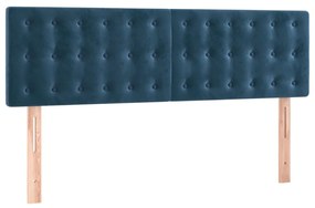 vidaXL Κρεβάτι Boxspring με Στρώμα Σκούρο Μπλε 140x200 εκ. Βελούδινο