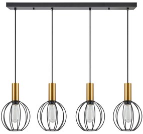 Φωτιστικό Οροφής  SE21-GM-4-4BL-GR1 ADEPT TUBE Gold Matt Pendant Black Metal Grid+ - 51W - 100W - 77-8630