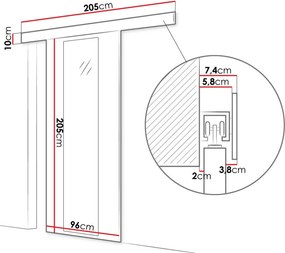 Συρόμενη πόρτα Leo IV-Kafe - 96.00Χ0.00Χ205.00cm