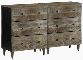 vidaXL Sideboards 2 τεμάχια ανοιχτό γκρι 60x33,5x75cm μασίφ ξύλο Mango