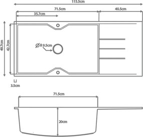 Sanitec Ultra Granite 817 (116x50) - Γρανιτένιος νεροχύτης - Bianco Stone