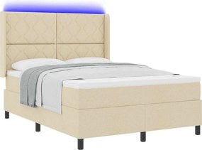vidaXL LED Κρεβάτι με βάθρο με κεφαλάρι Κρεμ 140 x 200 cm ύφασμα