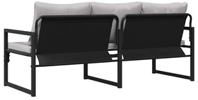 vidaXL Εξωτερικά Έπιπλα με μαξιλάρι Μαύρο 180 x 72.5 x 71 εκ. Ατσάλι