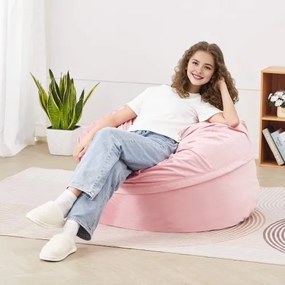 VEVOR 3 feet Round Bean Bag Chair with Removable Cover &amp; Dutch Velvet Pink