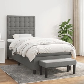 ΚΡΕΒΑΤΙ BOXSPRING ΜΕ ΣΤΡΩΜΑ ΣΚΟΥΡΟ ΓΚΡΙ 100X200 ΕΚ. ΥΦΑΣΜΑΤΙΝΟ 3136894