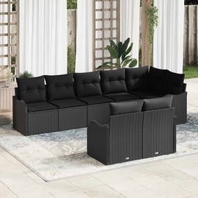 vidaXL Σετ Καναπέ Κήπου 8 pcs Μαύρο συνθετικό ρατάν
