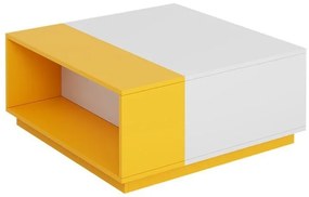 Τραπεζάκι σαλονιού Omaha E115, Άσπρο, Κίτρινο, 35x80x80cm, 22 kg, Πλαστικοποιημένη μοριοσανίδα, Γωνιακό | Epipla1.gr