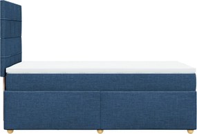 vidaXL Κρεβάτι Boxspring με Στρώμα Μπλε 90x200 εκ.Υφασμάτινο