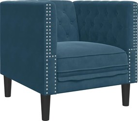 vidaXL Πολυθρόνα Chesterfield Μπλε Βελούδινη