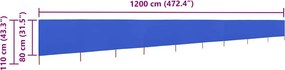vidaXL Προστατευτικό Αέρα με 9 Πάνελ Αζούρ Μπλε 1200x80 εκ. Υφασμάτινο