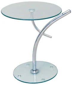 WOODWELL ΕΜ939RAVEL Τραπεζάκι Βοηθητικό Χρώμιο - Γυαλί Clear Tempered Φ50cm H.58cm ΕΜ939