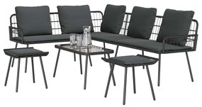 vidaXL Σετ Καναπέ Κήπου 4 pcs Μαύρο συνθετικό ρατάν