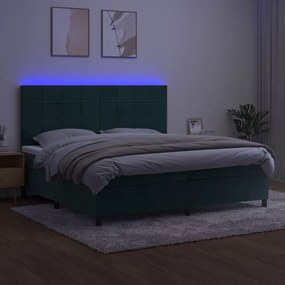 ΚΡΕΒΑΤΙ BOXSPRING ΜΕ ΣΤΡΩΜΑ &amp; LED ΣΚ. ΠΡΑΣΙΝΟ 200X200ΕΚ ΒΕΛΟΥΔΟ 3136146