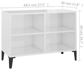 ΈΠΙΠΛΟ ΤΗΛΕΟΡΑΣΗΣ ΓΥΑΛ. ΛΕΥΚΟ 69,5X30X50 ΕΚ. ΜΕ ΜΕΤΑΛΛΙΚΑ ΠΟΔΙΑ 805938