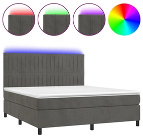 ΚΡΕΒΑΤΙ BOXSPRING ΜΕ ΣΤΡΩΜΑ &amp; LED ΣΚ. ΓΚΡΙ 160X200ΕΚ. ΒΕΛΟΥΔΙΝΟ 3136252