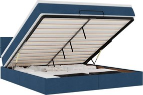 vidaXL Οθωμανικό κρεβάτι με στρώμα &amp; LEDs Μπλε 160x200cm ύφασμα