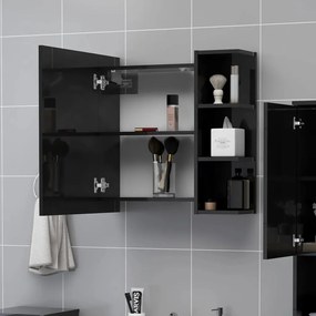 vidaXL Καθρέφτης Μπάνιου Γυαλιστερό Μαύρο 62,5x20,5x64 εκ. Μοριοσανίδα