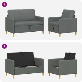 vidaXL Σαλονάκι Σετ Με Αποθηκευτικό Χώρο 2 pcs Σκούρο Γκρι Πολυεστέρας