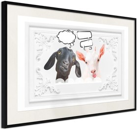 Αφίσα - Conversation of Two Goats - 30x20 - Μαύρο - Με πασπαρτού