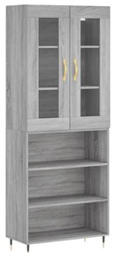 vidaXL Ντουλάπι Γκρι Sonoma 69,5 x 34 x 180 εκ. Επεξεργασμένο Ξύλο