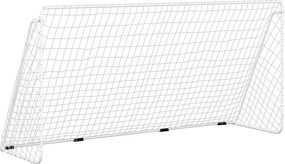 vidaXL Τέρμα Ποδοσφαίρου με Δίχτυ Λευκό 366 x 122 x 182 εκ. από Ατσάλι