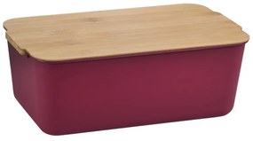 Κουτί ψωμιού KESPER 58453, 33x18.5x12 cm, καπάκι μπαμπού, Μπορντώ