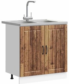 vidaXL Βάση νιπτήρα με πόρτα Lucca 2 pcs Παλιό ξύλο Επεξεργασμένο ξύλο