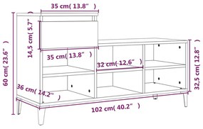 Παπουτσοθήκη Γυαλιστερό Λευκό 102x36x60 εκ. Επεξεργασμένο Ξύλο - Λευκό