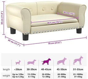 vidaXL Κρεβάτι Σκύλου Κρεμ 70 x 45 x 30 εκ. από Συνθετικό Δέρμα