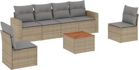 vidaXL Patio Sofa Set 7-θέσια Μίξη μπεζ και ανοιχτό γκρι
