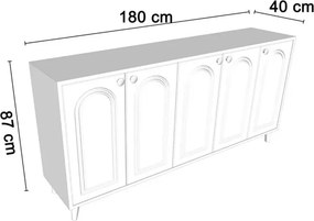 Stewehome μποέμ κονσόλα με mdf πόρτα 180x40x87 cm