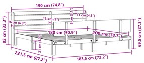 ΠΛΑΙΣΙΟ ΚΡΕΒΑΤΙΟΥ ΜΕ ΚΕΦΑΛΑΡΙ 180X200 ΕΚ. ΑΠΟ ΜΑΣΙΦ ΞΥΛΟ ΠΕΥΚΟΥ 3306833