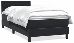 vidaXL Κρεβάτι Boxspring με Στρώμα Μαύρο 80x220 εκ. Βελούδινο