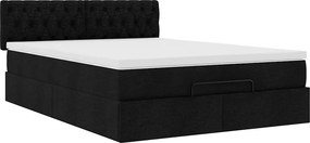 vidaXL Οθωμανικό κρεβάτι με στρώμα Μαύρο 140x200cm Ύφασμα