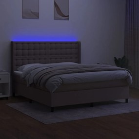 ΚΡΕΒΑΤΙ BOXSPRING ΜΕ ΣΤΡΩΜΑ &amp; LED TAUPE 160X200 ΕΚ. ΥΦΑΣΜΑΤΙΝΟ 3138649