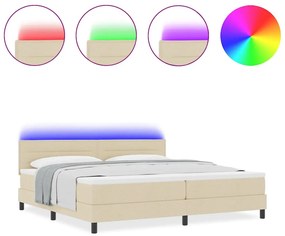 vidaXL Κρεβάτι με ελατήρια με στρώμα Κρεμ 200 x 200 cm ύφασμα