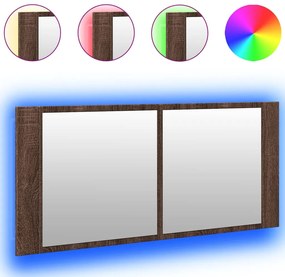 Ντουλάπι Μπάνιου με Καθρέφτη/LED Καφέ Δρυς 100x12x45 εκ. - Καφέ