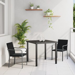 vidaXL Σετ κήπου 3 τεμαχίων με μαξιλάρια σε μαύρο πολυκαρβόνιο