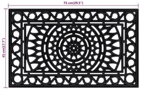 Πατάκι Εισόδου Ορθογώνιο 45 x 75 εκ. από Καουτσούκ - Μαύρο
