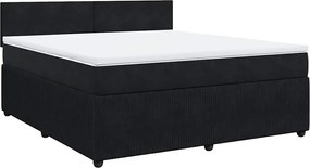 vidaXL Κρεβάτι Boxspring με Στρώμα Μαύρο 180x200 εκ. Βελούδινο