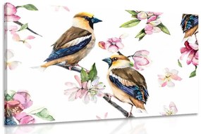 Εικόνα πουλιών σε κλαδί δέντρου - 90x60