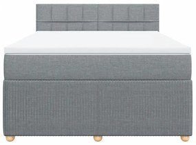 vidaXL Κρεβάτι Boxspring με Στρώμα Ανοιχτό Γκρι 140x200 εκ. Υφασμάτινο